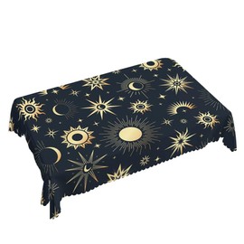Walmsco Tablecloth Golden Sun Moon Decor For Dining Room Kitchen Rectangular Table Cover 132 * 178cm
