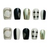 Tesytto Trendy Press On Nails Black White Gold - 3D