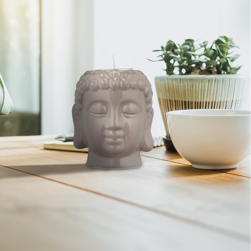 Relaxdays Buddha Tea Light Holder, Ceramic Buddha Head for Tea