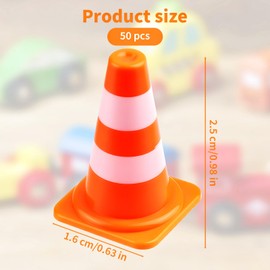 50Pcs 1in Mini Traffic Cones – Roadblock Signs, Training Cones for Traffic Scene, Multifunctional Training Roadblock Cones Building Theme Party & Sports Activities