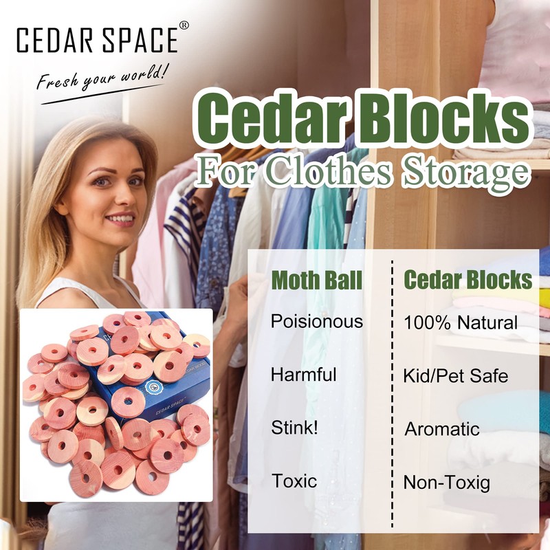 Cedar Space Cedar Blocks for Clothes Storage 100% Natural Aromatic