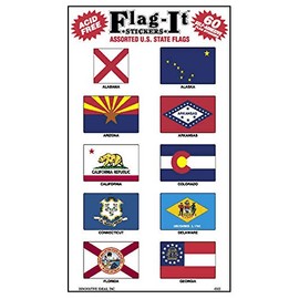 Assorted State Flag Stickers 1 in x 1-1/2 in Vinyl
