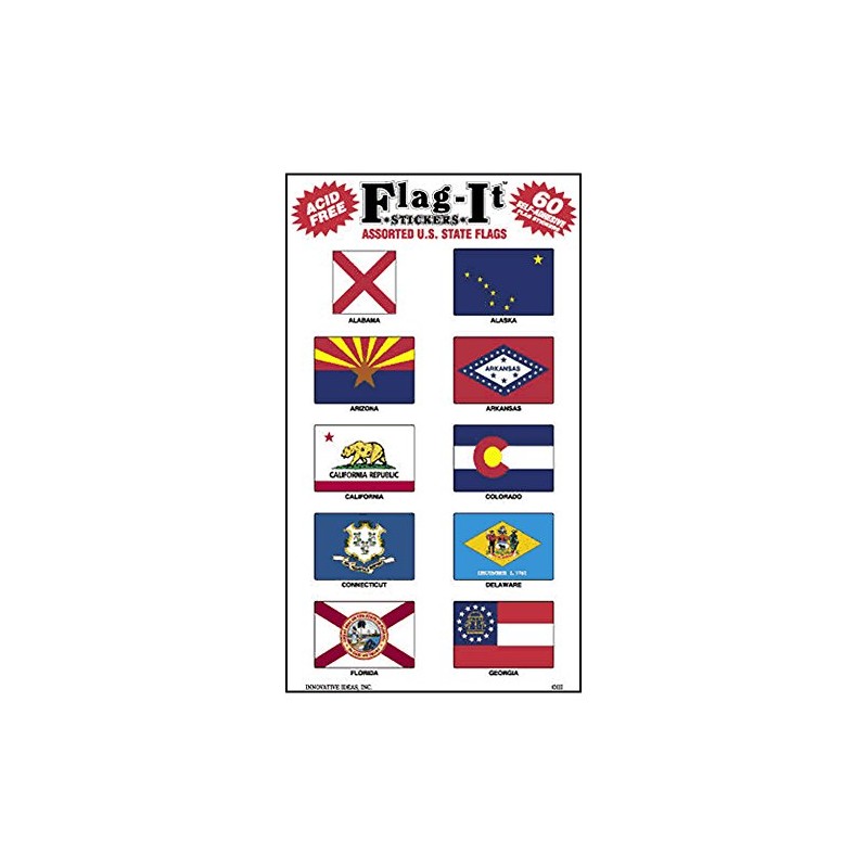 Assorted State Flag Stickers 1 in x 1-1/2 in Vinyl