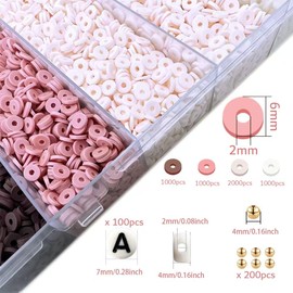 Earth Tone Clay Beads for Bracelets, Heishi Beads for Stackable Bracelets for Women, Polymer Clay Beads for Friendship Bracelet Kit, 5000 pcs Rose Clay Beads for Jewelry Making and Crafts