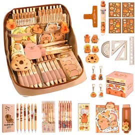 HOVCEH Capybara Pencil Case, Capybara Stationery Set, Cute Capybara Pencil Case with Compartments, Pens, Clips, Capybara Stickers, Rulers and More, Capybara Stationery Set, Stationery Supplies