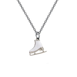 Skater Necklace Ice Skate Necklace White Enameled Figure Skating Pendant Team Sport Skater Jewelry Skate Lover Gift (silver)