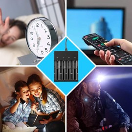 Skywolfeye 4-Slot Smart 18650 Battery Charger,3.7 Volt Universal Battery Charger for Li-ion 14500 10440 18650 26650(Use 4 Battery)