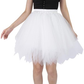 Shimaly Princess Puffy layered Skirt Ballet Tutu Skirt Women and Big Girl's Dance dress (Ivory, L-XL)