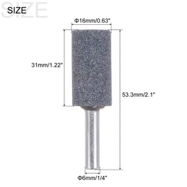 sourcing map 2pcs Abrasive Mounted Stone 1/4" Shank 0.63" Dia Cylindrical Corundum Grinding and Polishing Head for Engraving Rotary Tool
