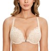 DOBREVA Women's Push Up Bra Racerback Front Closure Bras Lace