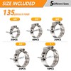 135 PCS PEX Crimp Rings Assortment,304 Stainless Steel 3/8",1/2",3/4",5/8",1" Single