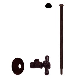 Westbrass D105K12X-12 5/8" x 3/8" OD x 12" Corrugated Riser Supply Line Kit with Cross Handle Angle Supply Shut Off Valve for Faucet and Toilet, Oil Rubbed Bronze