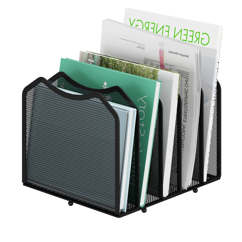 Simple Trending Mesh Desktop File Sorter Organizer, 5-Section Bookshelf for