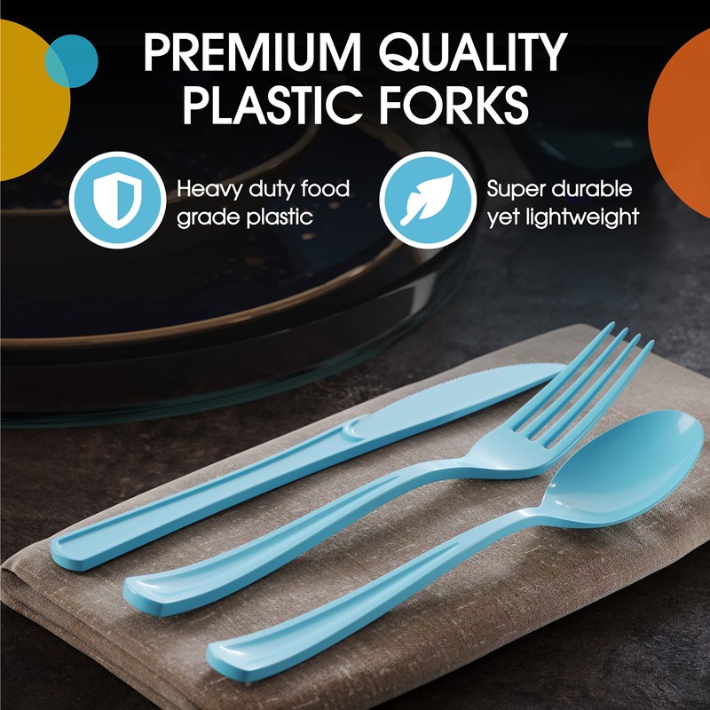 Exquisite Solid Color Premium Plastic Cutlery, Heavy Duty Plastic Disposable