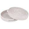 SENJEOK 2 PCS 11.8 x 2 Inch Rattan Serving Tray