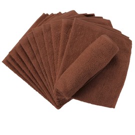 Hand Towels, 100% Cotton, Set of 12, Mocha, Hot Towel, Handkerchief, Washcloth