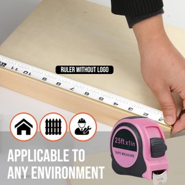 Lichamp Pink Tape Measure 25 Feet, Measuring Tape 1 Pack 25ft x 1in with 1/8 Fractions