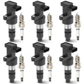 Hurotoms 6PCS Ignition Coil Pack with 6PCS Iridium Spark Plug Compatible with 2003 2004 2005 2006 2007 2008 Jaguar S-Type X-Type 3.0L 2.5L 4pin, Replace for UF435 5C1399 C1402 IC555
