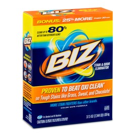 Biz Laundry Detergent Powder Booster, Stain & Odor Removal - 8-Pack, 37.5 Ounce Boxes