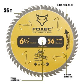 FOXBC 6-1/2" 56T Carbide-Tipped Track Saw Blade Compatible with Makita B-07353 Plunge Circular Saw, Wen CT1065, Compatible with Makita B-57342, Wen BL655 Saw Blade