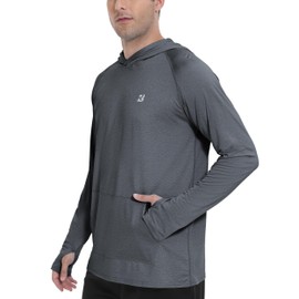 Roadbox Fishing Shirts for Men Long Sleeve, UPF 50+ Sun Protection Hoodies with Pocket, Outdoor Running Hiking Rash Guard