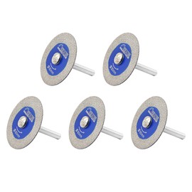 SHDIATOOL Diamond Glass Cutting Disc, 50mm(2") Mini Diamond Saw Blades with 6mm Shank for Tile Ceramic Porcelain Marble Granite Artificial Stone on Drill Machine with 6mm(1/4") Shank Pack of 5