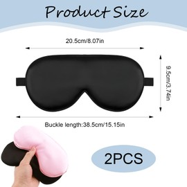 Silk Sleep Eye Mask 2 Pcs- Pure natural soft breathable adjustable silk eye mask for men and women with excellent light blocking effect, perfect for side sleepers traveling, naps and night rest