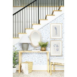 LEECICILE 16.1" x 78.7" Leaf Peel and Stick Wallpaper Boho Blue Leaves Contact Paper Butterfly Pattern Wallpaper Floral Self Adhesive Removable Wallpaper for Bedroom Home Decoration Vinyl Roll