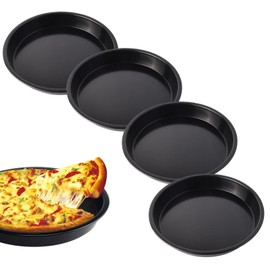 Set of 4 Pizza Trays, Round Diameter 18.1 cm, Quiche Baking Tin, Pizza Baking Tray Made of Coated Carbon Steel, Pizza Tray, Non-Stick Coating Pizza Baking Tray Set for Pizza, Tarte Flambée, Cakes