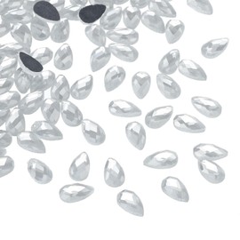 PATIKIL Acrylic Teardrop Gems, 100 Pcs 12x7mm Flat Back Teardrop Rhinestones Plastic Gems for Jewelry Making DIY Craft, Clear