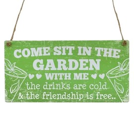 Second Ave Come Sit in The Garden Friendship Wooden Hanging Rectangle Home Garden Sign Plaque