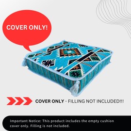 SPIRIT HOME INTERIORS 50 x 50 x 10 cm Handmade Armchair Booster Cushion Cover - Moroccan Bohemian Square Pillow Cover for Meditation, Yoga, Floor Seating, Bench Cushion, Window Seat Decor (Kilim)