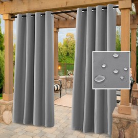 H.VERSAILTEX Indoor Outdoor Curtains for Patio Waterproof Stainless Steel Silver Grommet Thermal Insulated Blackout Outdoor Drapes for Deck/Gazebo, Dove, 52x95 Inch, 1 Panel