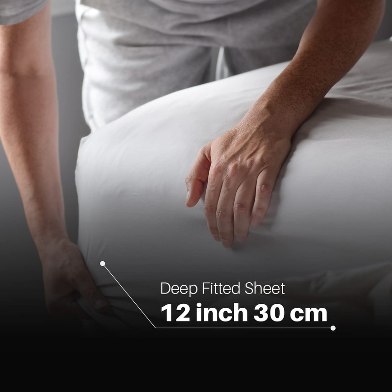DTEX HOMES Fitted Sheets 400 Thread Count 30cm/12Inch deep 100%