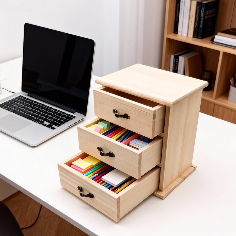 Nudaoz 2-Pack Unfinished Solid Pine Wood Box with 3 Mini