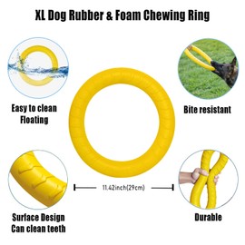 DLDER XL Large Indestructible Dog Toys, Dog Chew Toys for Aggressive Chewers,Flying Discs for Medium/Large Breeds. Floating Dog Ring Toys for Throwing, Catching, Grabbing. (12 Inch)