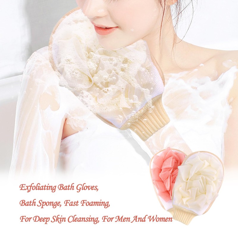 2 Pieces Bath Gloves Exfoliating Bath Gloves Bath Sponge Deep