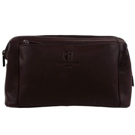 Underwood & Tanner Mens Leather Wash Bag Brown