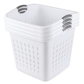 Anbers 4-Pack 72L Large Plastic Laundry Hamper Basket, White Dirty Clothes Storage Hamper