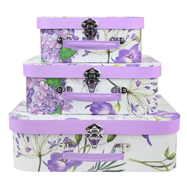 Emartbuy Set of 3 Rigid Luxury Presentation Suitcase Storage Gift