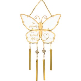 Pavilion - 11.5" x 6" Outdoor Hanging Butterfly Windchime - in Memory of A Beloved Mother - Bereavement Loss of Loved One Memorial Gift