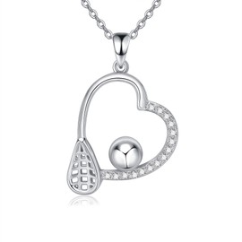 YAFEINI Volleyball/Baseball/Basketball/Tennis/Soccer/Golf/Necklace 925 Sterling Sliver Heart Sports Pendant Jewelry Gifts for Women Girls…, Medium, 银, No Gemstone