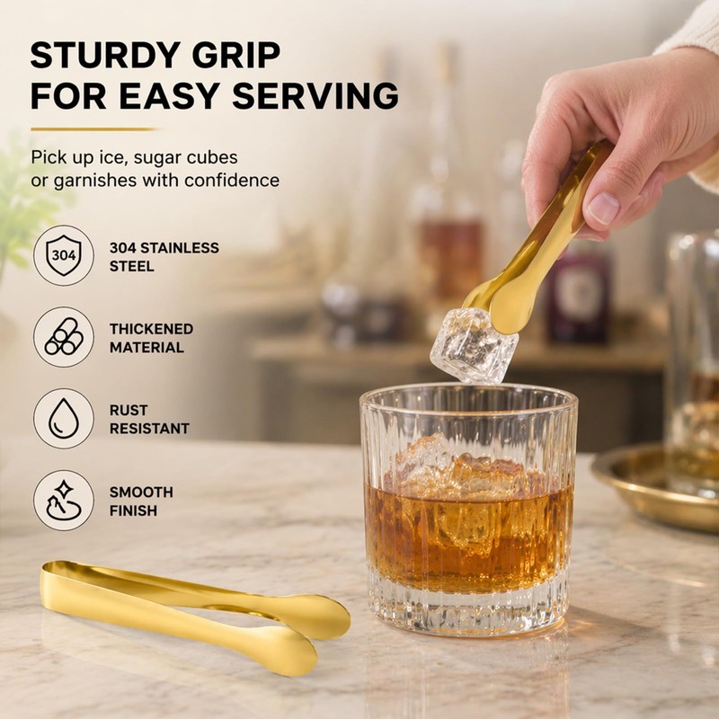 Wine Serving Set - Gold Tongs - Bottle Pourer -