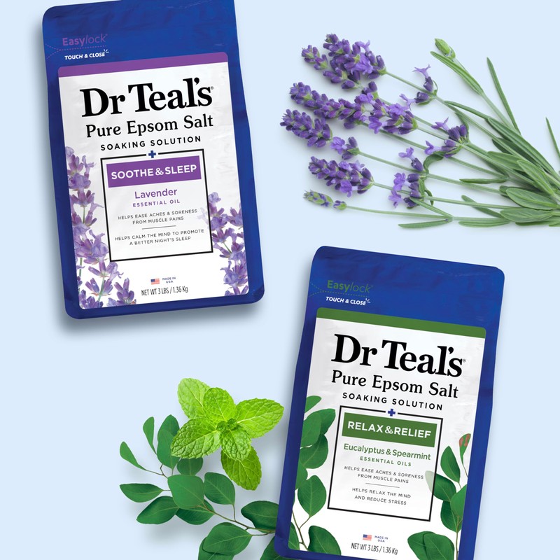Dr Teal's Pure Epsom Salt, Lavender & Eucalyptus Duo Bundle,