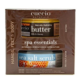 Cuccio Naturale Spa Essential Kit - Infused With Essential Oils That Dissolve Quickly - Leaves Skin Feeling Soft And Polished All Day - Healthy, Glowing Effect - Milk And Honey - 2 Pc