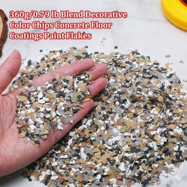Biaungdo 360G/0.79 Lb Decorative Blend Color Chips, Epoxy Flakes Blend Paint Flakes Concrete Floor Coatings Decorative Chips for Garage Floor (Black, Light Coffee, White, Light Gray, Light Yellow)