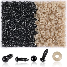 UPINS 600 Pieces 6MM Safety Eyes with Washers Black Plastic Safety Eyes for Amigurumi Doll Crochet Eyes for DIY Crafts Stuffed Animals Making Supplies