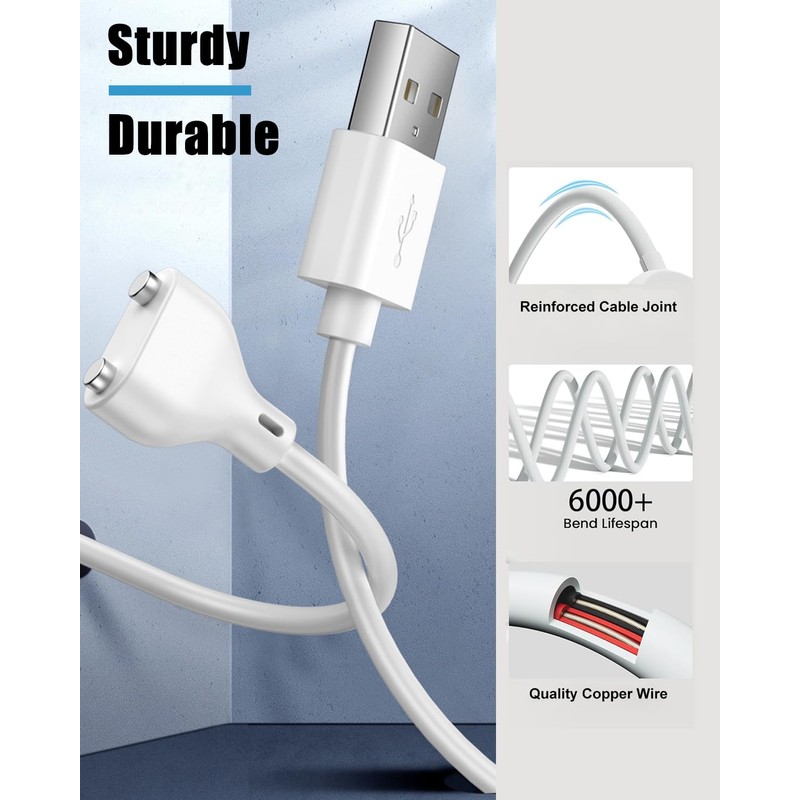 2Pack Magnetic USB DC Charger Cable Replacement Charging Cord 2.6Ft