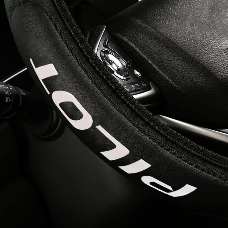 Leather Steering Wheel Cover Compatible with Pilot Car Universal Size