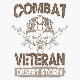 HOF Trading Combat Veteran Desert Storm - Veteran - Best Design Vinyl Sticker Waterproof Decal Laptop Wall Window Bumper Sticker 5"